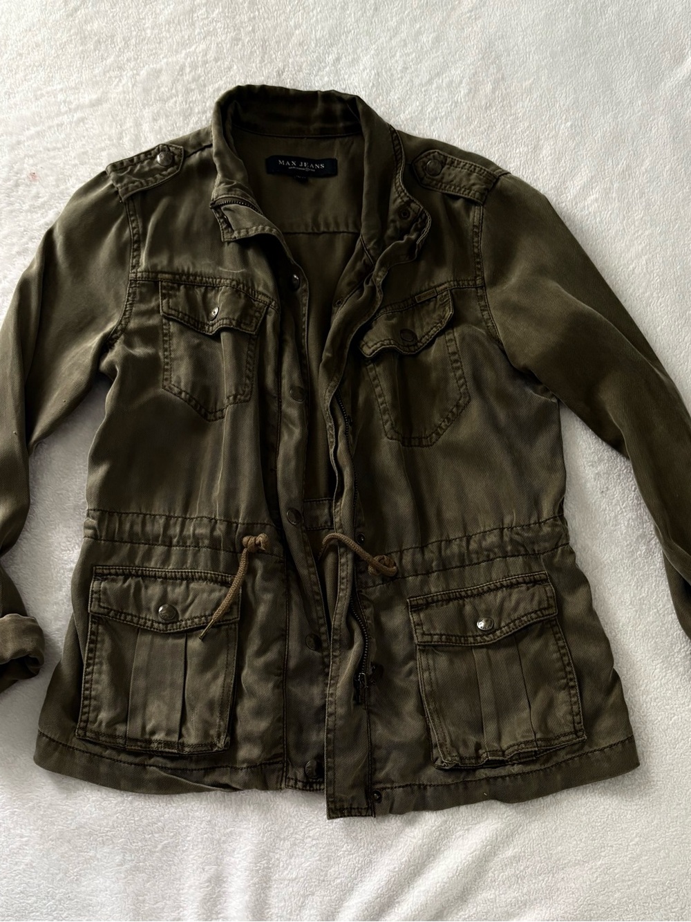 Max Jeans Utility Jacket in Olive Green
